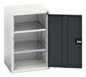 verso shelf cupboard with 2 shelves. WxDxH: 525x550x800mm. RAL 7035/5010 or selected Bott Verso the Bott budget range, lighter duty lower spec cabinets cupboard